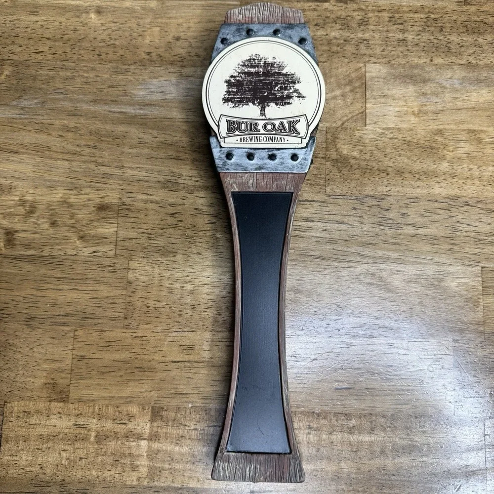 Bur Oak Brewing Company Beer Tap Handle Wood Look Draft Tap Knob Bar Pub
